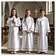 First Communion alb with braided border on hem and sleeves s2