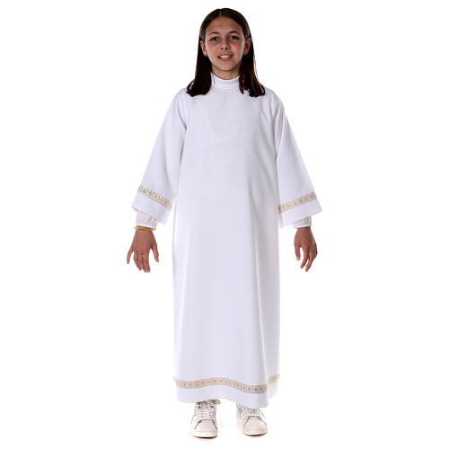 First Holy Communion Alb with braided border on hem and sleeves 1