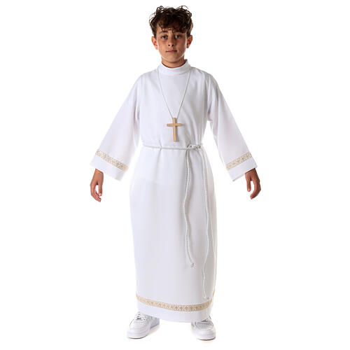 First Holy Communion Alb with braided border on hem and sleeves 4