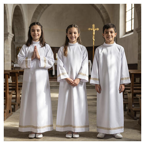 First Holy Communion Alb with braided border on hem and sleeves 2