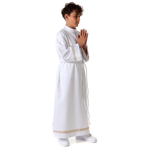 First Holy Communion Alb with braided border on hem and sleeves 6