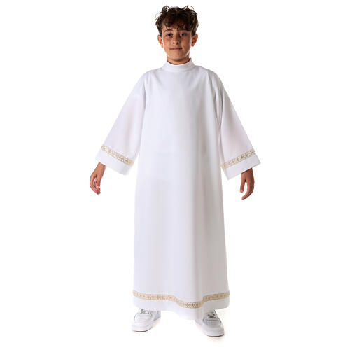 First Holy Communion Alb with braided border on hem and sleeves 8