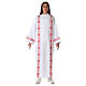 First Communion alb, pleated with red braided border and rhombuses on front and back s3