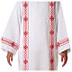 First Communion alb, pleated with red braided border and rhombuses on front and back s5