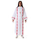 First Communion alb, pleated with red braided border and rhombuses on front and back s6