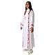 First Communion alb, pleated with red braided border and rhombuses on front and back s8