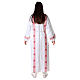 First Communion alb, pleated with red braided border and rhombuses on front and back s13
