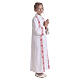 Aube Première Communion plis et bord rouge losanges avant et arrière s5