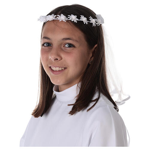 Communion veil in tulle with crown 1