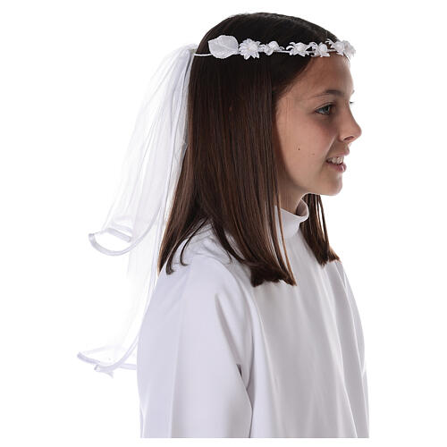Communion veil in tulle with crown 3