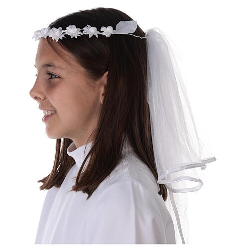Communion veil in tulle with crown 4