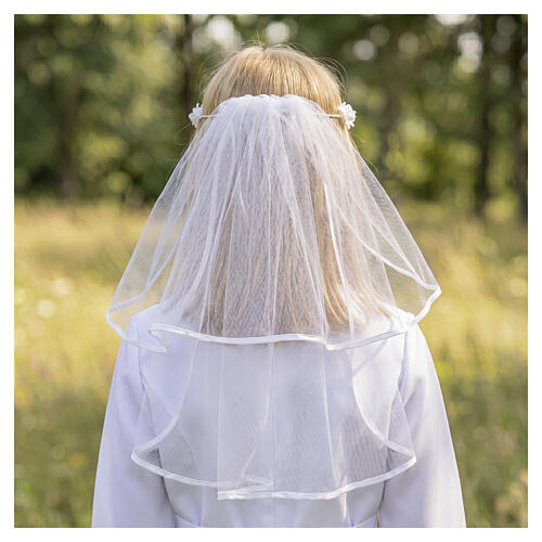 Voile pour Première Communion en tulle avec couronne 4