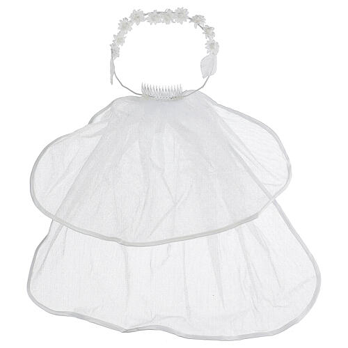 Voile pour Première Communion en tulle avec couronne 6