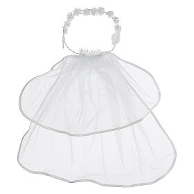 First Communion Albs: Communion veil in tulle with crown First Communion Albs: Communion veil in tulle with crown