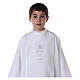 First Communion alb with satin sidelong and rhinestone, white s2