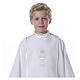 First Communion alb trimmed scapular and eucharistic symbols s4
