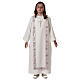 Aube Première Communion ivoire scapulaire bordure et broderie croix s5