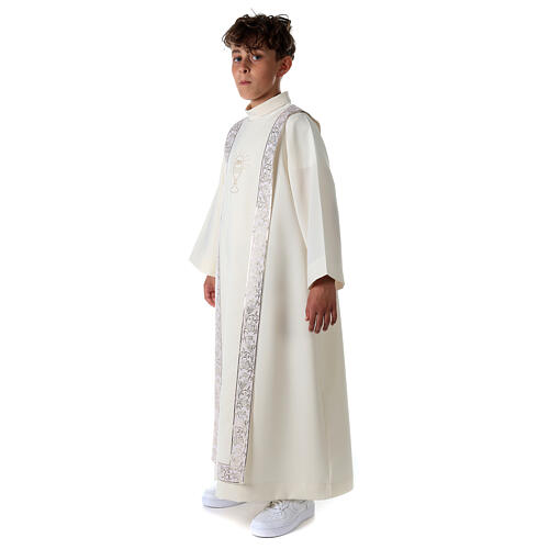 Communion tunic with scapular edged on the front and on the back gold with chalice embroidery 6