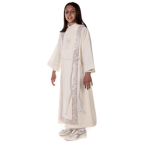 Communion tunic with scapular edged on the front and on the back gold with chalice embroidery 9
