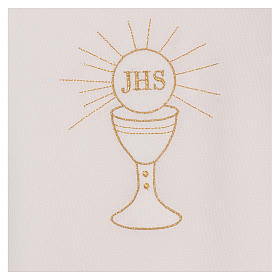 Aubes communion, profession de foi: Aube Communion scapulaire bord or broderie calice