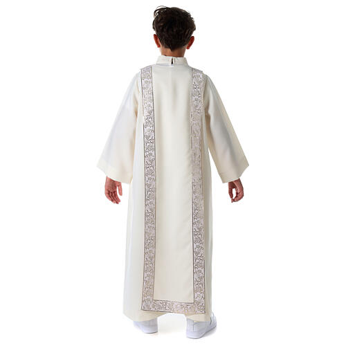 Aube Communion scapulaire bord or broderie calice 14