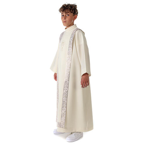 Communion tunic with chalice embroidery and scapular edged on the front and on the back gold 8
