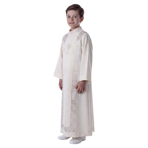 Communion tunic with chalice embroidery and scapular edged on the front and on the back gold 5