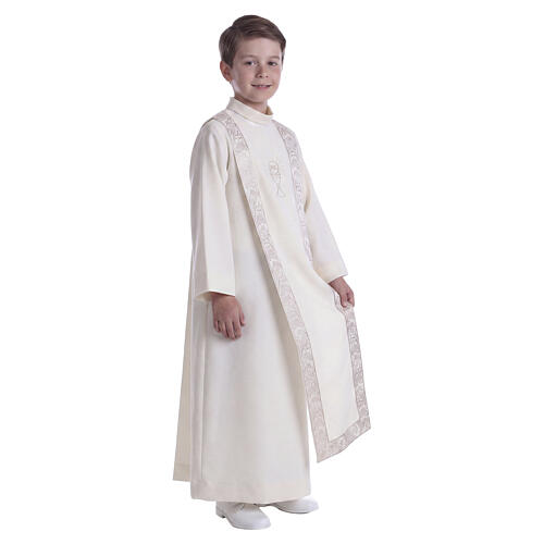 Communion tunic with chalice embroidery and scapular edged on the front and on the back gold 7