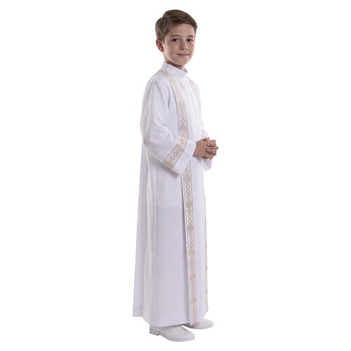 First communion dress with golden hem and high collar 5