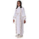 First communion dress with golden hem and high collar s6