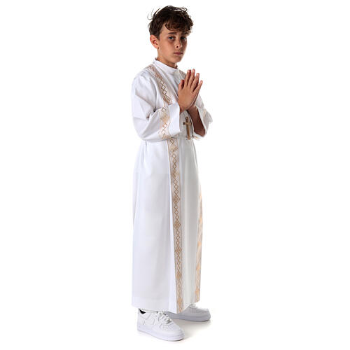 Strój do Pierwszej Komunii brzeg złoty stójka wysoka 10