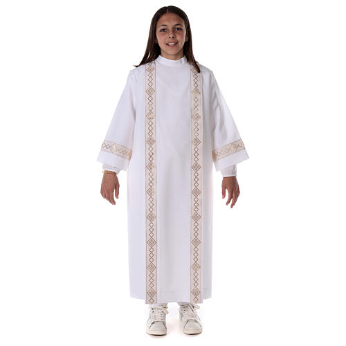 Holy Communion dress with golden hem and high collar 1