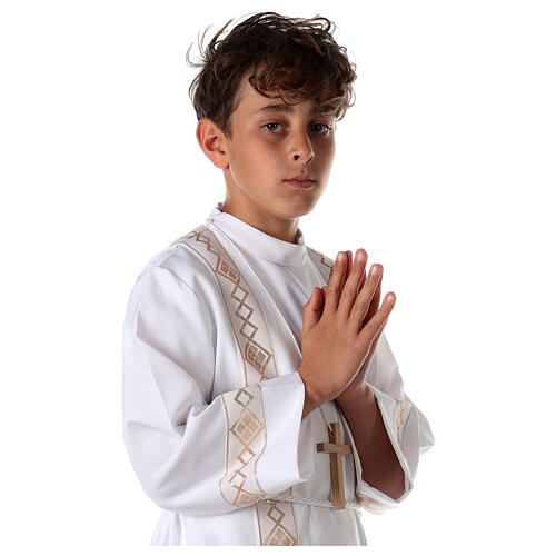 Holy Communion dress with golden hem and high collar 2