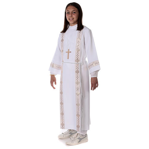 Holy Communion dress with golden hem and high collar 6