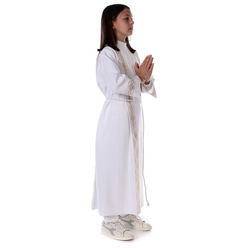 Holy Communion dress with golden hem and high collar 8