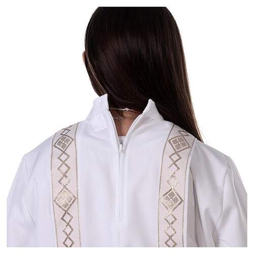 Holy Communion dress with golden hem and high collar 12