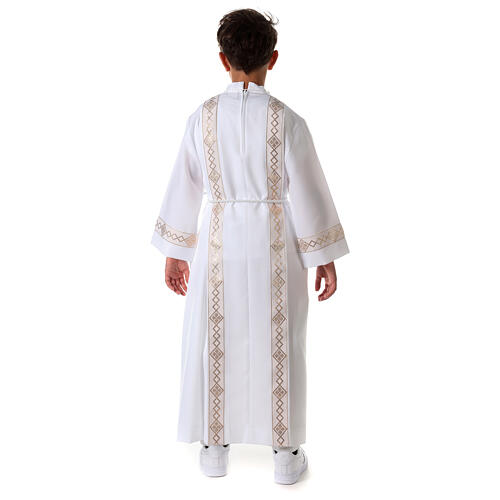 Holy Communion dress with golden hem and high collar 14
