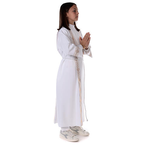 Holy Communion dress with golden hem and high collar 9