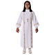 Holy Communion dress with golden hem and high collar s4