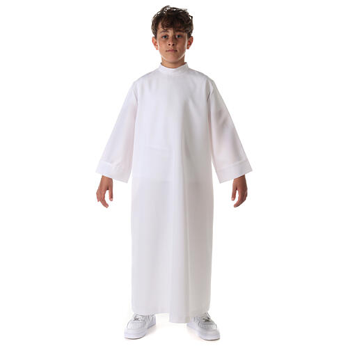 First communion dress in polyester flared with high collar 1