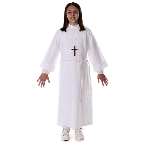 First communion dress in polyester flared with high collar 3
