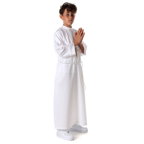 First communion dress in polyester flared with high collar 4