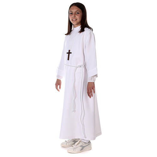 First communion dress in polyester flared with high collar 5