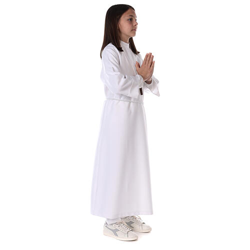 First communion dress in polyester flared with high collar 8