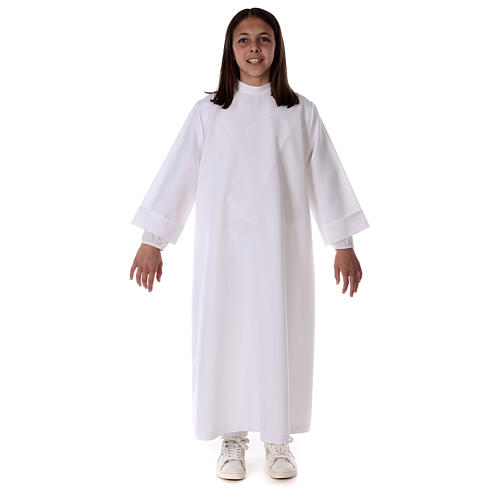 First communion dress in polyester flared with high collar 10