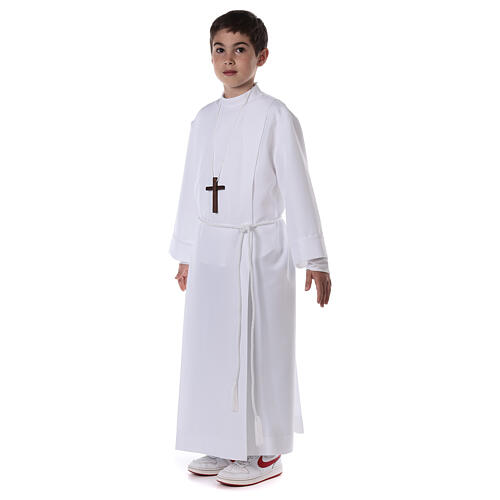 First communion dress in polyester with two pleats and high collar 5