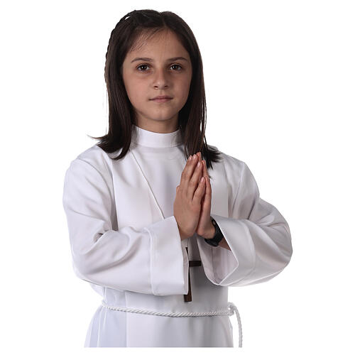 First communion dress in polyester with two pleats and high collar 6