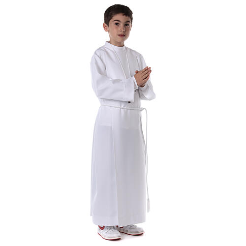 First communion dress in polyester with two pleats and high collar 7