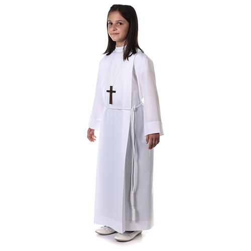 First communion dress in polyester with two pleats and high collar 8