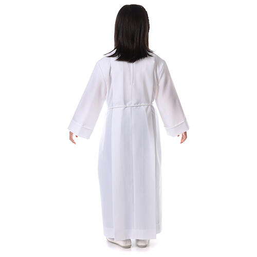 First communion dress in polyester with two pleats and high collar 11